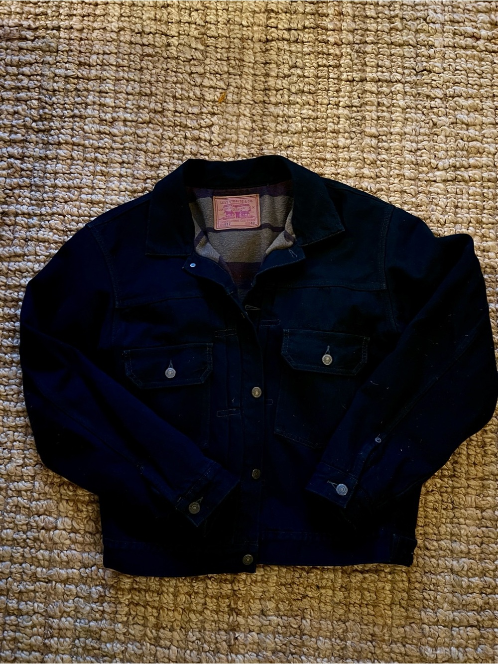 Levi's Men’s Vintage Sweater Lined Black Denim Trucker Jacket